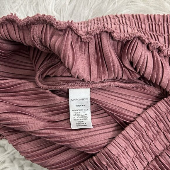Marc New York Rose Pink Ribbed Accordion Pleated Pants Wide Leg Pull On Size S - Picture 9 of 10